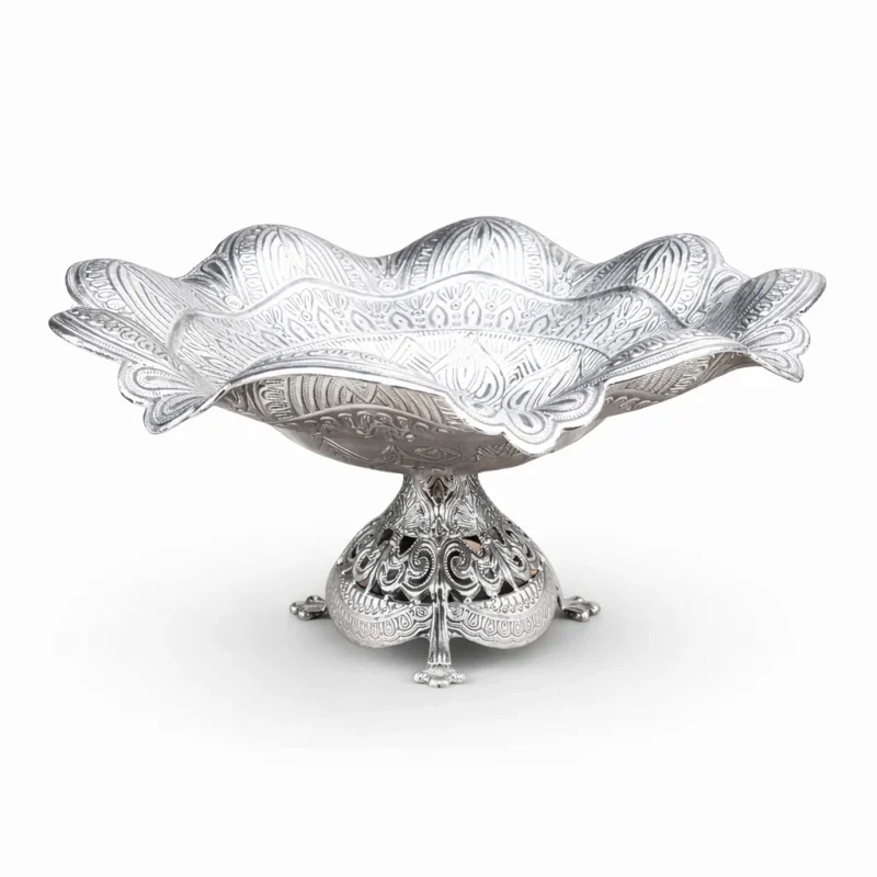 سكرية استيل فضي منقوش قاعدة 30سم