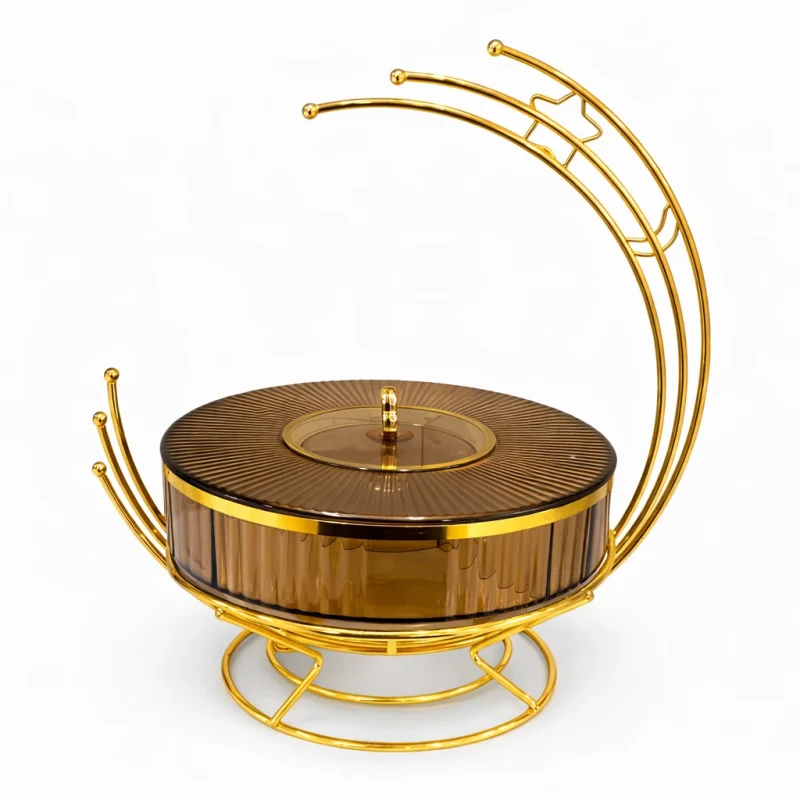 شيالة حلويات اكرليك مدور مقسم 4 خانات قاعدة زنك